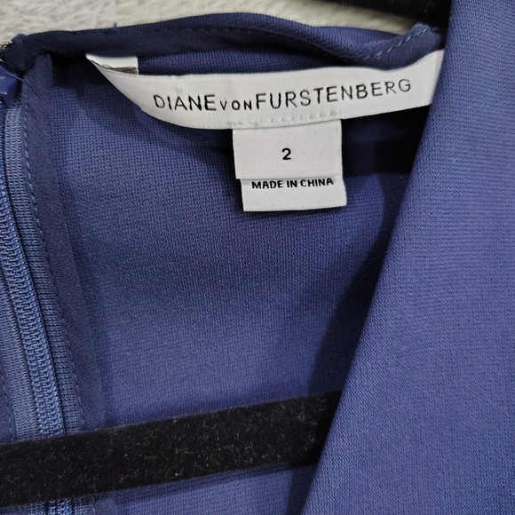 DVF Diane Von Furstenberg | Women's 2 Navy 3/4 Sleeve Ponte Skater Mini Dress - Picture 7 of 10